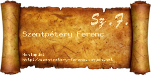 Szentpétery Ferenc névjegykártya
