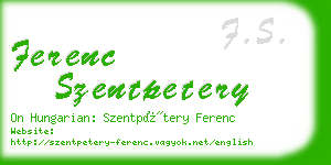ferenc szentpetery business card